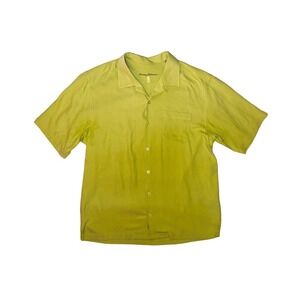 Z2 Tommy Bahama Short Sleeve Button Front Shirt Medium Green Silk Beach
